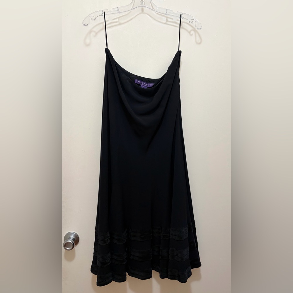 Ralph Lauren Collection Black Draped A-Line Midi Skirt